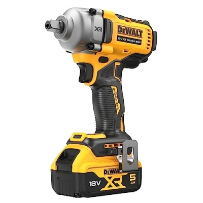Image of Dewalt XR DCF892P2T Cordless Impact Wrench (18 V, ½ Inch External Square Socket with Ball Locking, 813 Nm Tightening Torque, Includes 2 x 18 V/5.0 Ah Batteries, Charger, Metal Belt Hook &amp; T STAK Box)