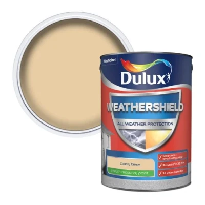 Image of Dulux Weathershield Smooth Masonry Paint County Cream 5L