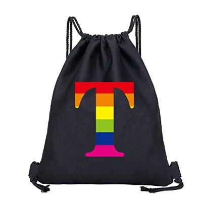 Image of Drawstring Gym Bag, String Swim PE Bag,Large Sports Backpack Bags for Women Men, Travel Beach School Bag with Waterproof Kids,Boys,Girls Men (rainbow T)