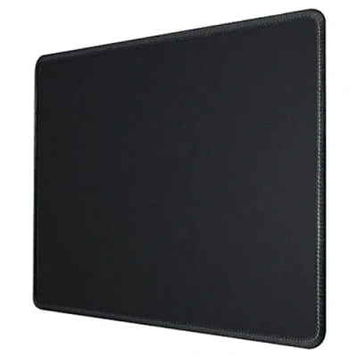 Image of silmo Mouse Mat Size M (320 x 270 mm), Pad Design: Black, Stitched Edges, for Office and Gaming, Mousepad with Non Slip Rubber Base