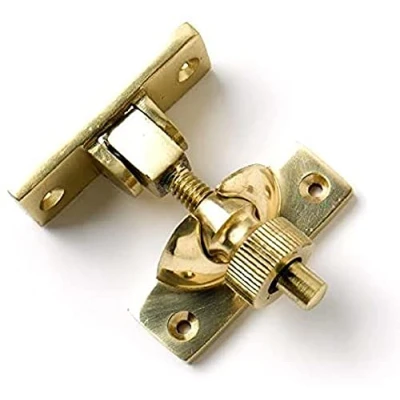 Image of Merriway BH05731 Brighton Style Screw Down Sash Window Fastener Lock, Polished Brass