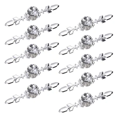 Image of BSTKEY 10 Pack Crystal Drawer Knobs with Silver Plate Diamond Shape Cabinet Knob Pull Handle Cupboard Wardrobe Furniture Screws (120mm)