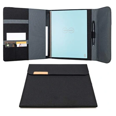 Image of Rocketbook Capsule 2.0 Folio Cover for Core, Panda &amp; Fusion Made From 100% Recycled PET Plastic, Pen Holder, Magnetic Clasp Black, Letter A4