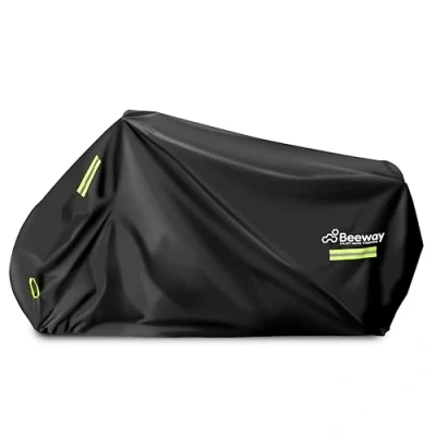 Image of BEEWAY Motorbike Cover, Waterproof Motorcycle Cover Outdoor Indoor for Moped Scooter Motocross Heavy Duty 420D Oxford Sun Rain UV Dust Protective Covering, XXXL 265 x 105 125 cm