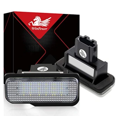 Image of WinPower Error Free 18 SMD LED Number License Plate Light Assembly Cool White Lamps Bulb 6000K for W203 5D, W211, W219, R171, 2 Pieces