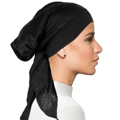 Image of Chemo Headwear for Women Head Scarfs Turbans UK Cancer Scarves Bandanas Silky Hair Loss Slouchy Beanie Scarf Sleep Cap