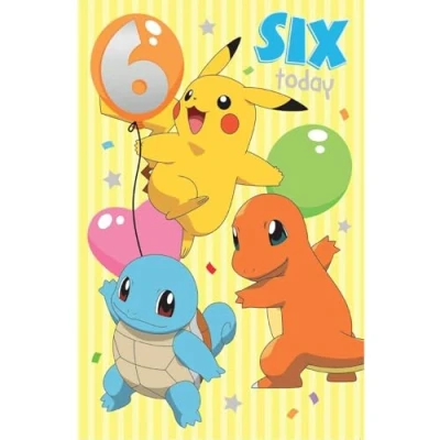 Image of pokemon, age 6, birthday card