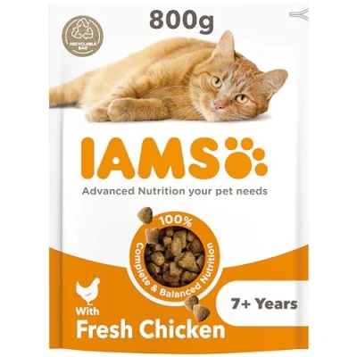 Image of IAMS Complete Dry Cat Food for Senior 7+ Cats with Chicken 800 g