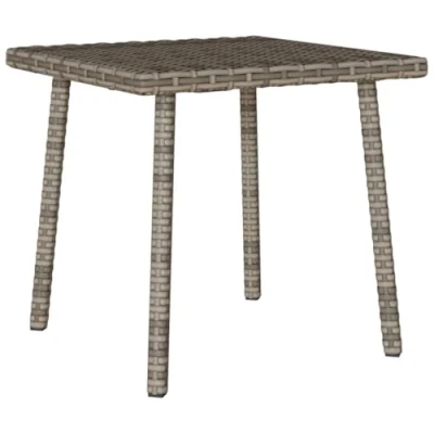 Image of vidaXL Garden Coffee Table Stylish Grey Poly Rattan Rectangular Patio 40x40x37 cm with Steel Frame for Outdoor/Indoor Use