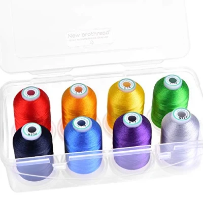 Image of New brothread 15 Options 8 Snap Spools of 1000m Each Polyester Machine Embroidery Thread with Clear Plastic Storage Box for &amp; Quilting Over Rainbow