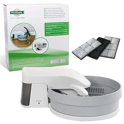 Image of Petsafe Self Cleaning Automatic Cat Litter Box, Uses Clumping, No Scooping, White, Grey