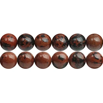 Image of Small Size 4mm Natural Mahogany Obsidian Beads for Jewellery Making Brown Stone Sold by One Strand APX 90 Pcs Hole 1mm