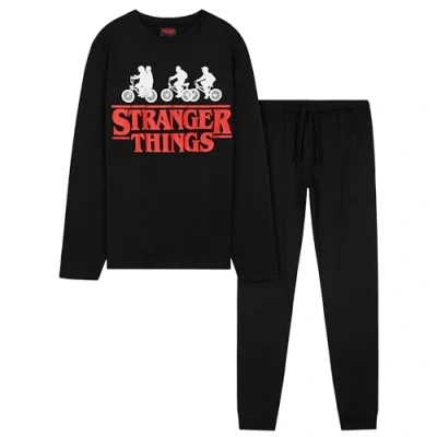 Image of Stranger Things Pyjamas for Kids Teenagers 2 Piece Long PJs Breathable Cosy Lounge Wear 9 15 Years Gifts Girls (Black, 10 Years)