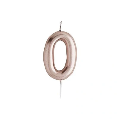 Image of Club Green Rose Gold Number 0 Candle, 1.5 x 16.5 8 cm