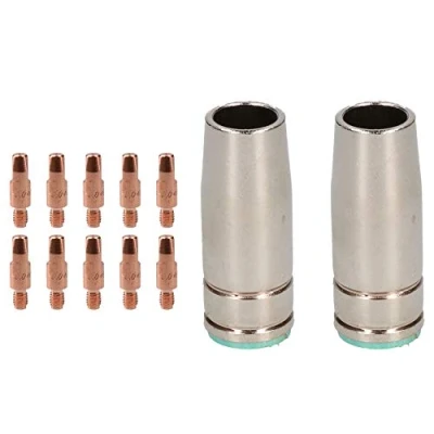 Image of 2 Shroud &amp; 10 x 1.0mm Contact Tips MIG Welding Binzel Style Euro Torch MB25