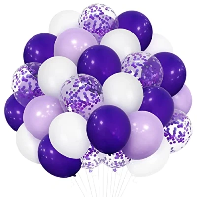 Image of White Purple Balloons, 30 Pack 12 Inch Matte Dark Light Balloon Confetti Helium Latex Balloons for Birthday Baby Shower Wedding Anniversary Ceremony Graduation Party Decorations
