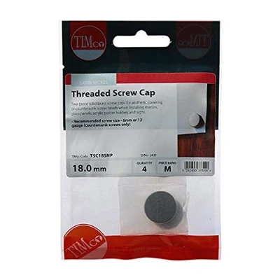 Image of TIMCO Threaded Screw Caps Solid Brass Satin Nickel 18mm