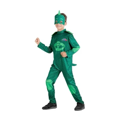 Image of Boys Costumes: Gekko PJ Masks Costume Official Kids&#039; Disguise Fancy Dress with Mask, Perfect Cat Costumes for Size 3 4 years