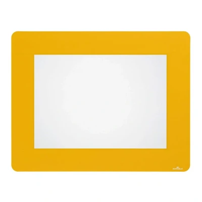 Image of Durable Removable Self Adhesive A4 Floor Frame Non Slip Safety Label Holder Pack of 10 Yellow 401 x 314 0.4mm