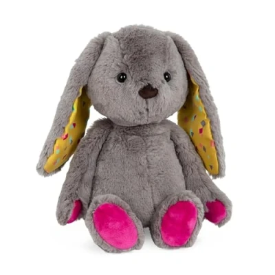 Image of Battat B. toys Happy Hues Sprinkle Bunny Huggable Stuffed Animal Rabbit Toy Soft &amp; Cuddly Plush Washable Newborns, Toddlers, Kids, Grey