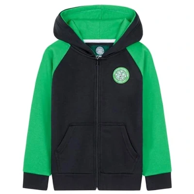Image of Celtic F.C. Boys Zip Up Hoodie with Pockets for Kids and Teenagers 7 14 Years Gifts (Black/Green, 13 Years)