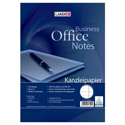 Image of Landré Law Firm Paper A3 Folded to A4 Ruled Double Margin 80gsm 250 Sheets