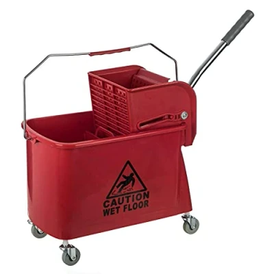 Image of Professional Kentucky Mop Bucket and Wringer Yellow Red Blue 20 28 &amp; 35 Litre (Red, Litre)