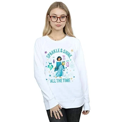 Image of Disney Women&#039;s Princess Jasmine Sparkle and Shine Sweatshirt White Large