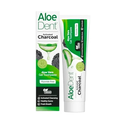 Image of Aloe Dent Charcoal Toothpaste Fluoride Free, Natural Action, Vegan, Cruelty Free , SLS Whitening, Healthy Gums 100 ml