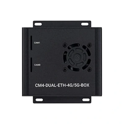 Image of Dual Gigabit Ethernet 5G/4G Mini Computer Based Raspberry Pi Compute Module 4 (CM4 NOT Included), Cooling Fan Inside, Metal Case Cover
