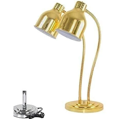 Image of Heat lamp Food Warmer Kitchen Warming Single/Double Bulbs Buffet Carving Station Display Heating Preservation Light (Color : Gold, Size Double head)