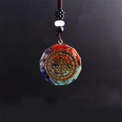 Image of Sri Yantra Necklace Sacred Geometry Chakra Energy Meditation Jewelry