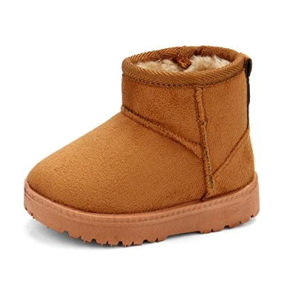 Image of MK MATT KEELY Baby Winter Booties for Toddlers Kids Boy Girl Warm Snow Boots Plush Shoes with Soft Rubber Sole Khaki