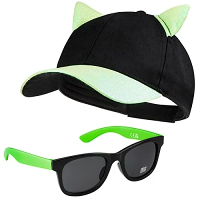 Image of CityComfort Girls Baseball Cap and Sunglasses Set Sun Hat with UV Protection (Green Neon)