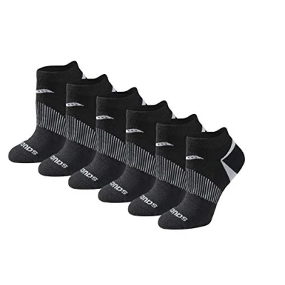 Image of Saucony Women&#039;s Rundry Performance Selective Cushion Socks, Available in S l (6, 12, Black Basic (6 Pairs), M (Pack of 6)
