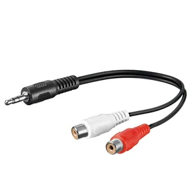 Image of PremiumCord Jack to RCA Y Cable 0.2 m, Plug 3.5 mm 2x Female Stereo Audio for Digital Camera, TV, Mobile Phones, MP3, HiFi, Colour: Black