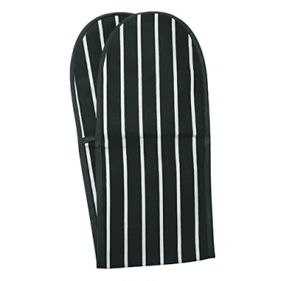 Image of Dexam Rushbrookes Butchers Stripe Double Oven Glove Slate Grey
