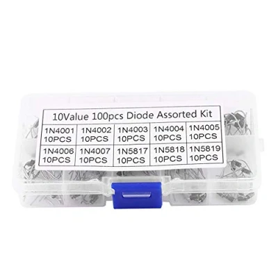 Image of 10 Values100pcs Rectifier Diode Assortment Kit,1N4001 1N4007 1N5817 1N5819 Electronic Germanium With Box