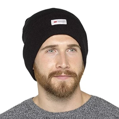 Image of Thingimijigs Heatguard Mens 3M Thinsulate Insulated Thermal Beanie Hat with Turn Up Black