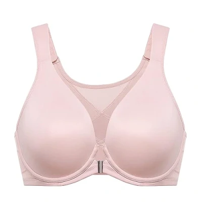 Image of Delimira Women&#039;s Front Fastening Bras Posture Plus Size Underwire Unlined Plunge Back Support Seamless Bra Gentle Rose 34F