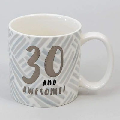 Image of Hotchpotch Luxury Ceramic Male Mug Silver and Grey 30th Birthday Gift Boxed