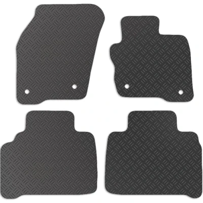 Image of Carsio Rubber Car Mats For Ford S Max 2021+ Onwards Tailored Fit Floor Mat Set Complete Accessory Black Custom Fitted All Weather &amp; Heavy Duty, Anti Slip Backing with Clips