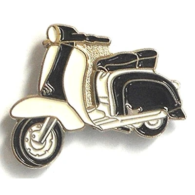 Image of Metal Enamel Pin Badge Brooch Scooter Lambretta Black &amp; White