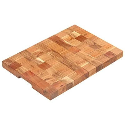 Image of vidaXL Solid Acacia Wood Chopping Board Durable Cutting with Unique Grains, Finger Groove for Handling, Size 50x34x3.8 cm