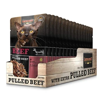 Image of Leonardo Beef Fresh Bag with Meat Strips [Pulled Beef] 70 g Grain Free Wet Food for Cats Complete Cat