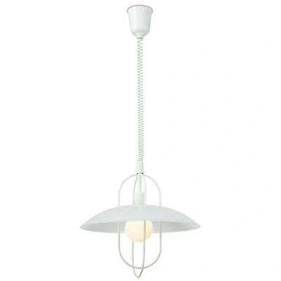 Image of Riva Rise &amp; Fall Dome Ceiling Pendant E27, Matt White, Opal White Glass Shade