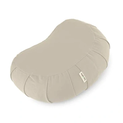 Image of Basaho CRESCENT Zafu Meditation Cushion Organic Cotton (OCS Certified) Buckwheat Hulls Removable Washable Cover (Natural)