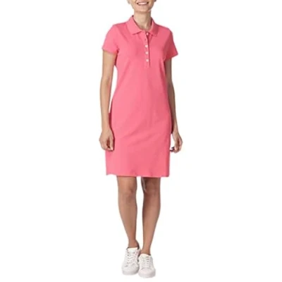 Image of Nautica Women&#039;s Easy Classic Short Sleeve Stretch Cotton Polo Casual Dress, Rouge Pink, S UK