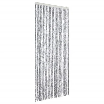 Image of vidaXL Insect Curtain Protective Door Strands Against Flies, Mosquitoes and Other Bugs Soft Polypropylene Chenille, White Grey 100x220 cm’