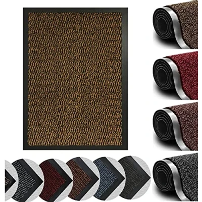 Image of Dirt Trapper Door Mat for Indoor&amp;outdoor, 120x180 Cm, Gold, Washable Barrier Mat, Heavy Duty Non Slip Entrance Rug Shoes Scraper, Super Absorbent Front Carpet